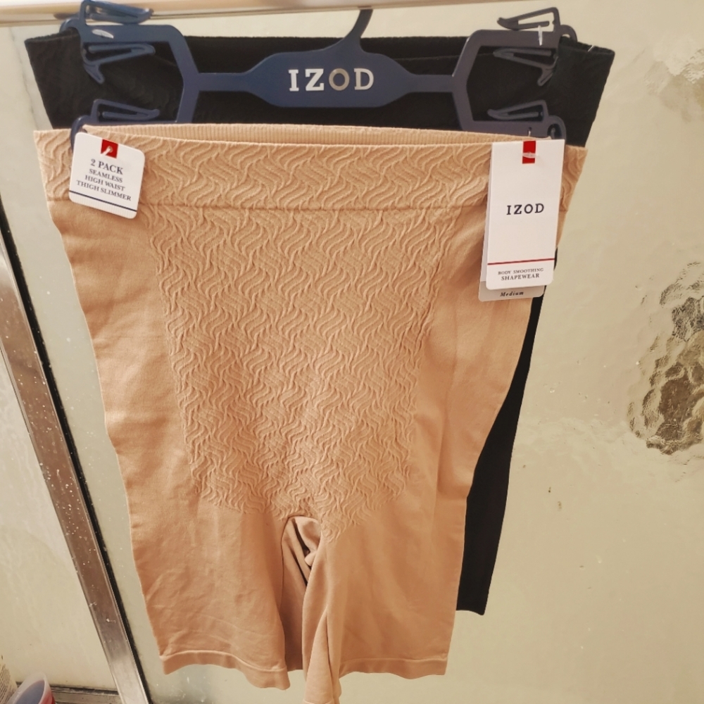 NWT IZOD 2Pk Body Smoothing Shapewear Seamless High Waist;Tan/Black; M Size; $30